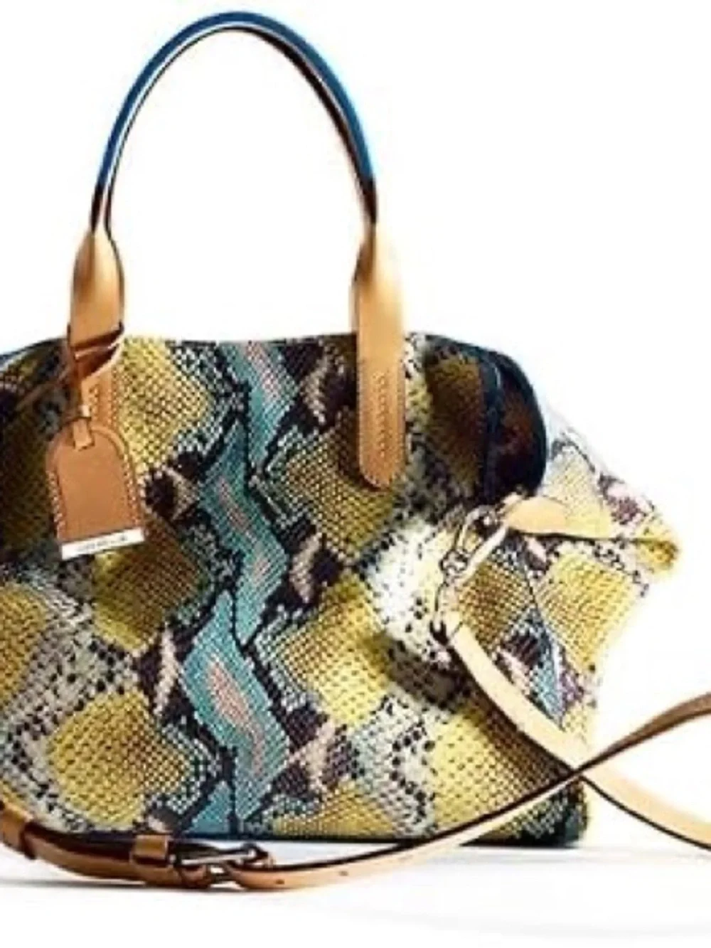 Cole Haan Snake-Print Poolside Tote Bag with Tan Handles - Women's Carryall